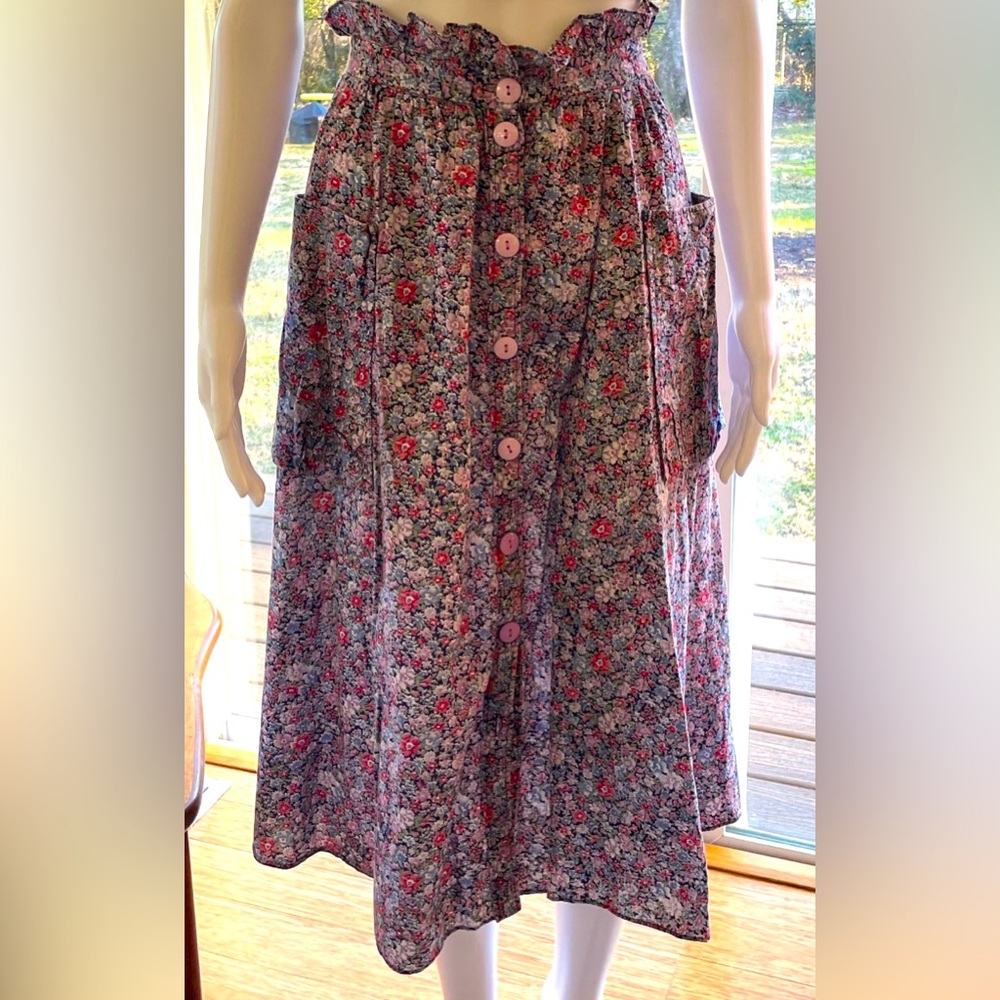 70s Gunne Sax Gunnie Floral Skirt button down pockets calico boho cottagecore